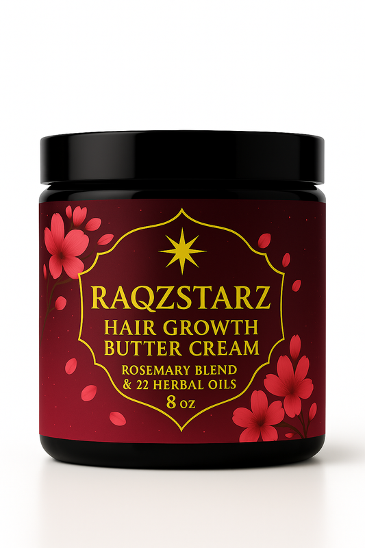 RAQZSTARZ HAIR GROWTH BUTTER CREAM ROSEMARY BLEND & 22 HERBAL OILS 8 oz